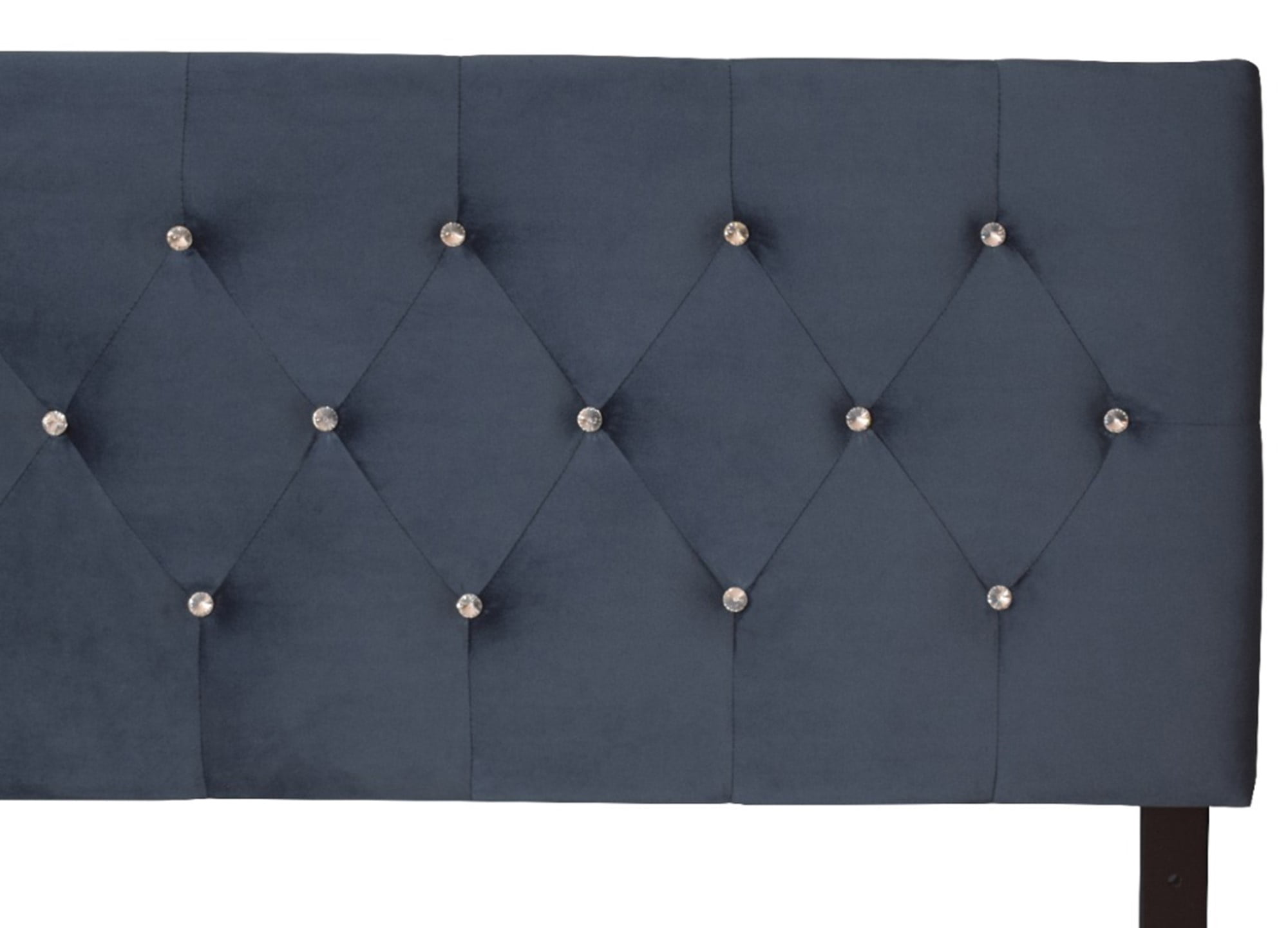Home Design Concetta King Tufted Upholstered Adjustable Headboard, Blue, Velvet with Diamond Button Tufting, Modern Bedroom Furniture