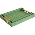 thumbnail image 4 of MODE HOME Green Shagreen Decorative Trays with Gold Handles, Set of 2 Modern Rectangle Faux Leather Serving Trays for Coffee Table, Ottoman & Vanity, 4 of 8