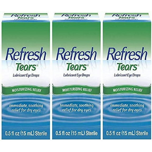 Refresh Tears Lubricant Eye Drops, 0.5 fl oz,15mL each Sterile- Value (3 Pack)