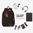 thumbnail image 6 of 17in Backpack With Pocket Adjustable Shoulder Strap Large Capacity Zipper Opening And Closing Double Pull Head Zipper For Work Travel Sports Elegant Christmas Bell And Holly Pattern, 6 of 8