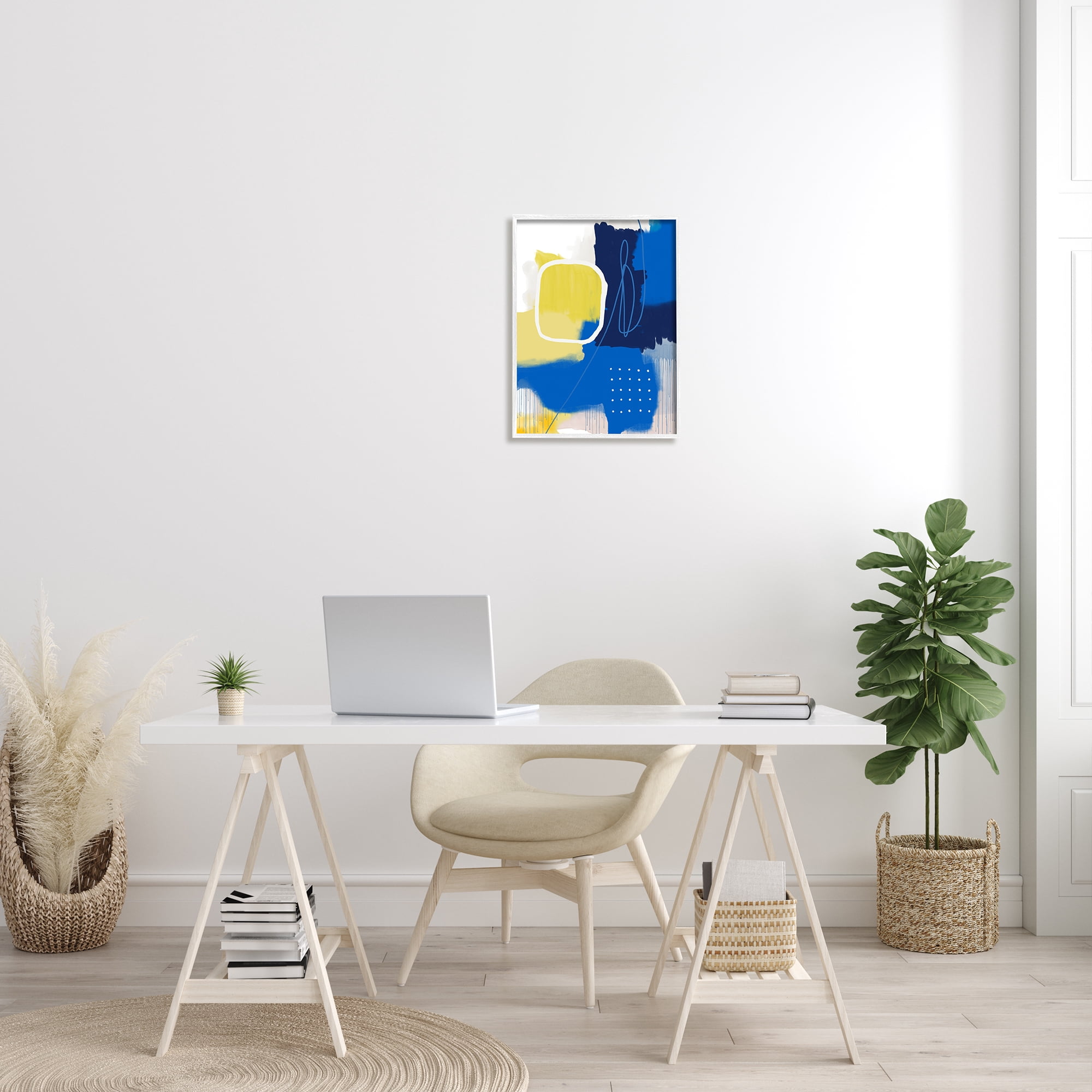 Stupell Industries Bold Blue Yellow Shape Collage Vibrant Modern Abstraction, 16 x 20, Design by Urban Epiphany
