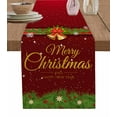thumbnail image 7 of Christmas Table Runner-Cotton Linen- 120 Inch Holiday Dresser Scarves, Winter Snowflakes Bell Balls Pine Branches Tablerunner for Kitchen Coffee/Dining Bedroom Living Room Dinner Scarf Décor 13x120, 7 of 7