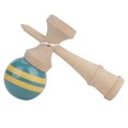 thumbnail image 3 of Juguete de malabarismo con rayas verdes y amarillas para un juego hábil Kendama tradicional japonés, 3 of 8