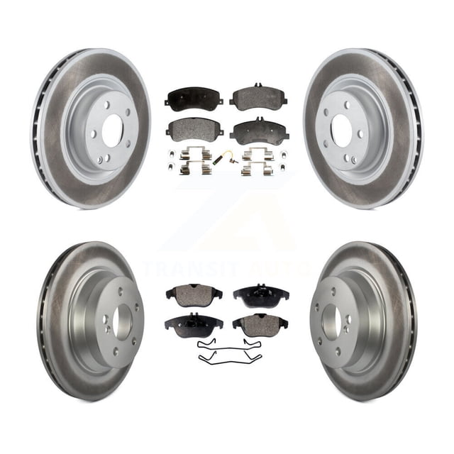 Transit Auto Front Rear Coated Disc Brake Rotors and Semi-Metallic Pads Kit for Car Mercedes-Benz GLK350 GLK250 KGF-100986
