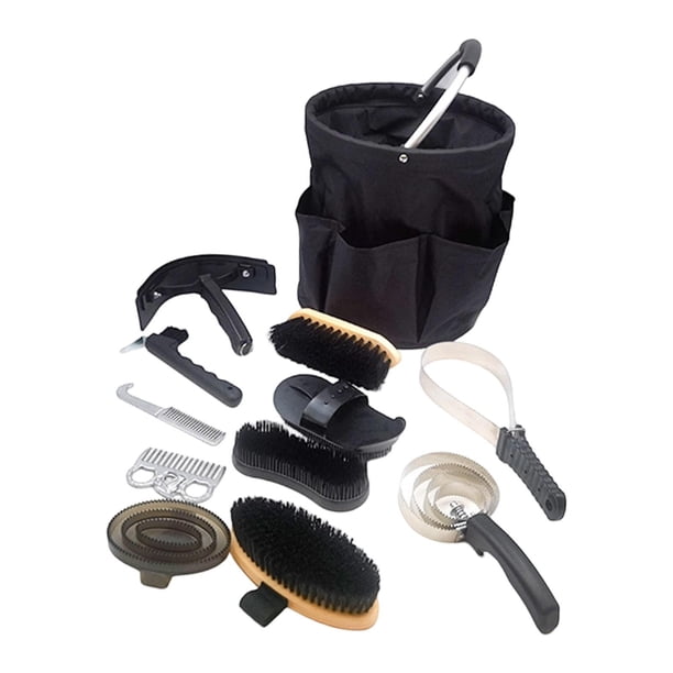 Kit de aseo para caballos de 12 piezas, juego de cepillos para aperos de caballos, accesorios para cuarto de aperos, peine de curry profesional,