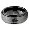 thumbnail image 2 of Tungsten Rabbit Bunny Small Pet Band Ring 8mm Men Women Comfort Fit Black Step Bevel Edge Brushed Gray Polished, 2 of 4