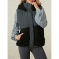 thumbnail image 3 of KelaJuan Women's Autumn Winter Vest Coat Hooded Contrast Color Sleeveless Drawstring Puffer Jacket, 3 of 7