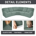 thumbnail image 4 of CJC Corner Stretch Sofa Cover for 5 Seaters, Curved Assembly, 7 Piece Fleece Furniture Protectors, Green, 4 of 7