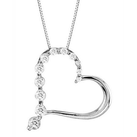 1/2 Carat T.W. Round Brilliant Diamond 10kt White Gold Heart Pendant with IJ I2-I3 Diamonds