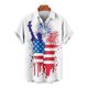 thumbnail image 3 of Mens Casual Manga Corta Botón Abajo Camisas, Cuello de Vuelta Impresión Del Día de la Independencia para el Verano, Al Aire Libre Y Casual, 3 of 6