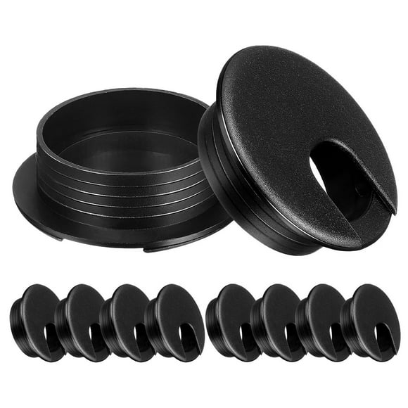 GOOHOCHY 10 Uds. Arandela de escritorio, ojal de Cable de escritorio, cubiertas de orificios para cables de escritorio con orificio, solución Ideal para cables de mesa de oficina y hogar, color negro