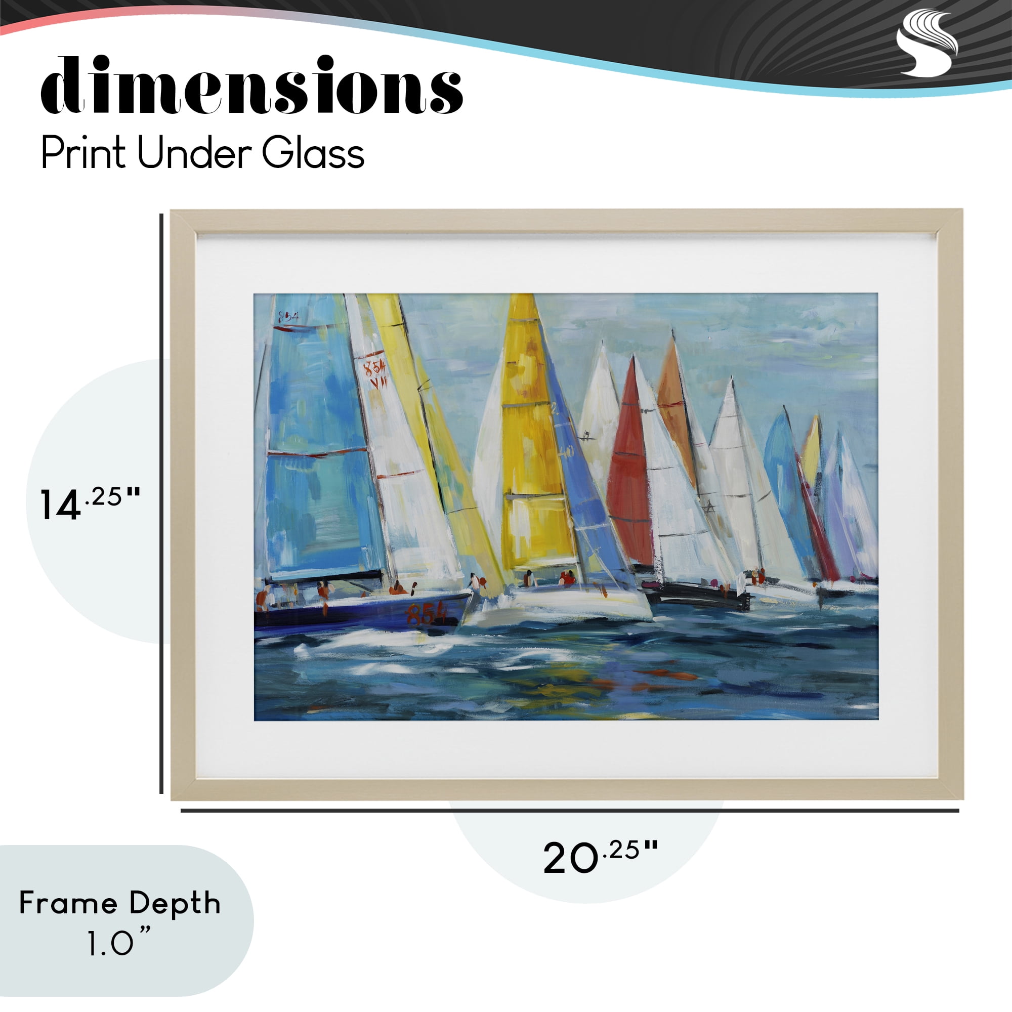 Stupell Industries Colorful Sails Coastal Scene Birch Framed Print Under Glass, design by Lorenzo Collective