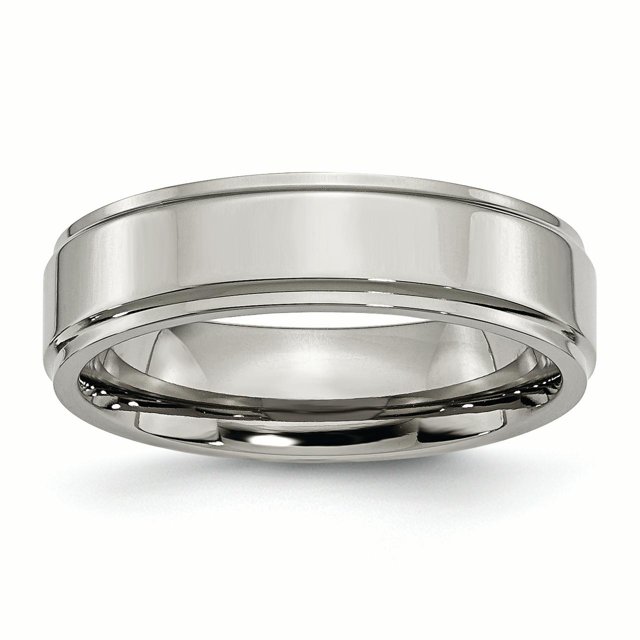 Titanium Ridged Edge 6mm Polished Band Size 11