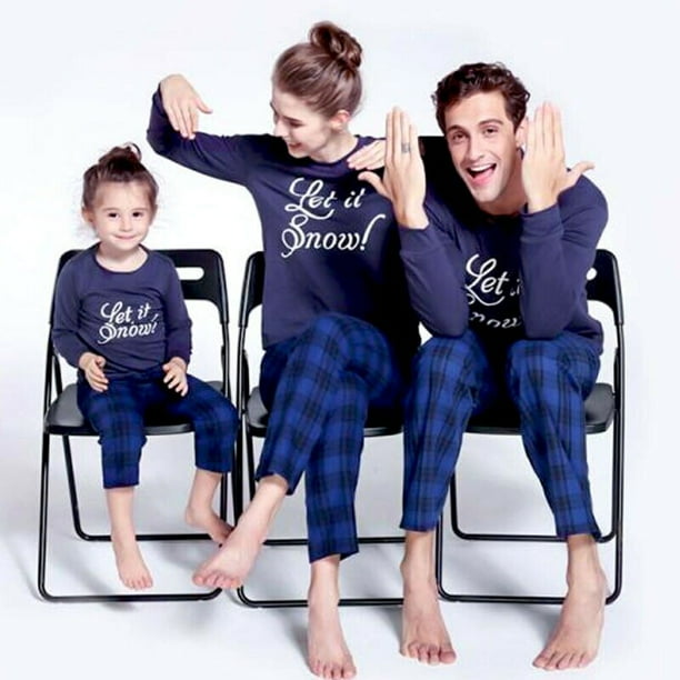 Navy Blue Letter Family Matching Christmas Pajamas Womens Mens Kids Xmas Long Sleeve Tracksuit Photography Sleepwear Nightwear Walmart