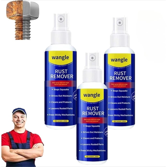 Wangle Rust Remover, 2026 Upgraded Fast-Acting Rust Remover Spray for Metal, Anti-Rust Lubricant & Multi-Purpose Metal Care for Cars, Tools, Chains (3PCS)
