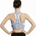thumbnail image 2 of Corrector de postura ajustable, oculto, transpirable, suave, gris, para enderezar la espalda, para mujeres y hombres, talla M, 2 of 12