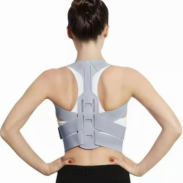 Corrector de postura ajustable, oculto, transpirable, suave, gris, enderezador de espalda para mujeres y hombres, talla M