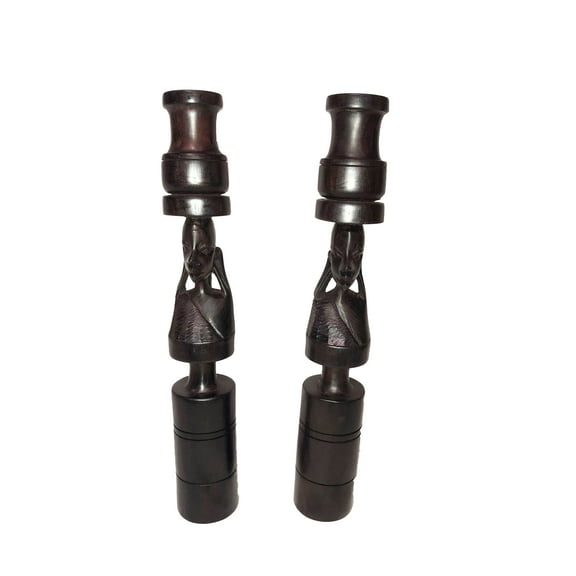 Pair of Hand Made Masaai Candle Holders 12 inches