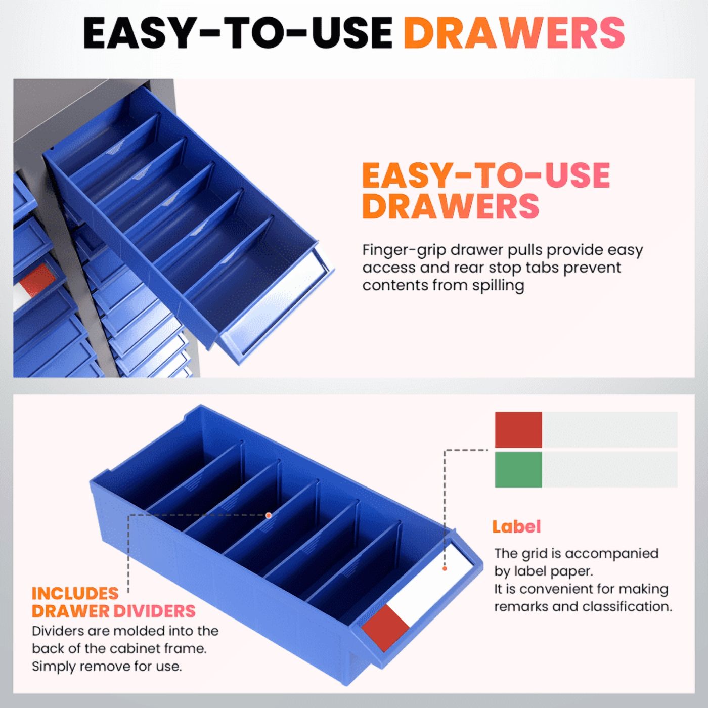 75 Drawer Parts Storage Cabinet, Bolt and Nut Tool Storage Cabinet, 34.5lbs Easy to Use Drawers, Small Parts Storage Organizer Parts Cabinet, for Factory, Office