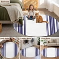 thumbnail image 5 of Round Area Rugs 8 Feet - Navy Blue Vertical Stripes Soft Indoor Throw Rugs Carpets for Living Dining Bedroom Kids Room Non-Slip Playroom Crawl Rug Floor Mats Nautical Lines Art, 5 of 9