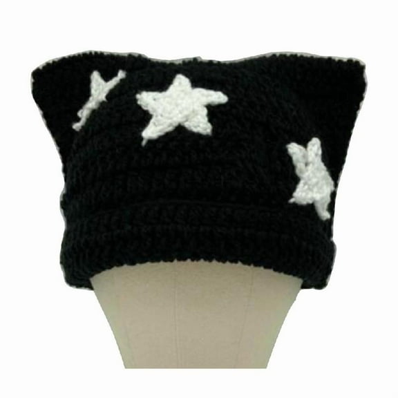 Yokua Knitted Women Beanie Hat Y2K Anime Ear Star Hat Popular Cosplay Party Headwear
