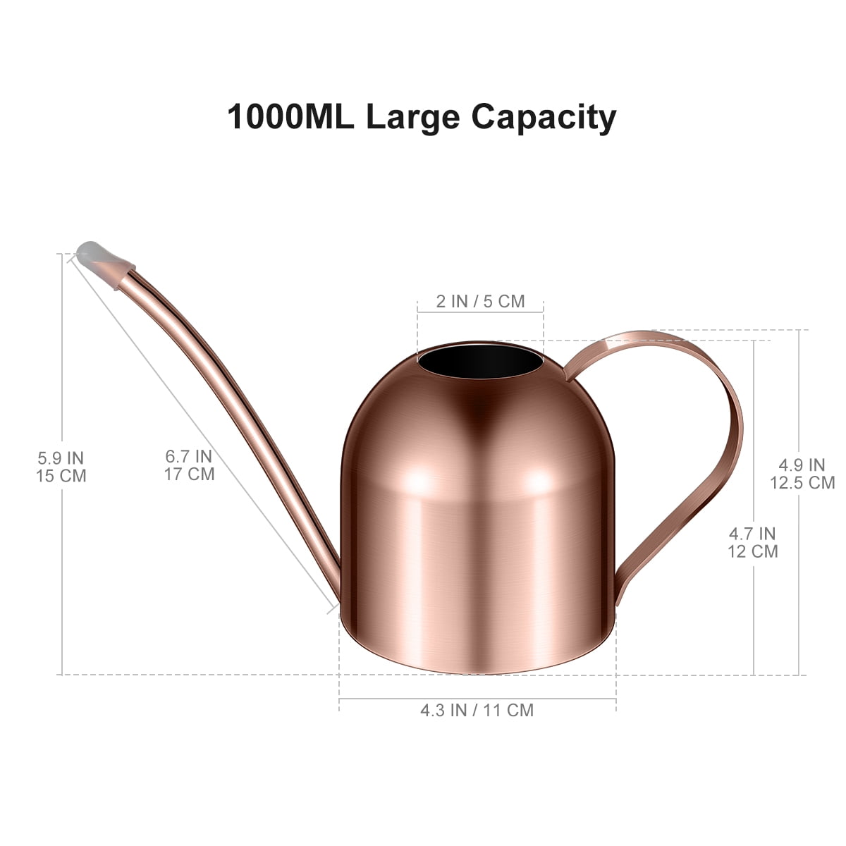 GETAJGHSD Rose Plated Gold Stainless Steel Watering Pot for Garden Use Stylish Corrosion Resistant Design