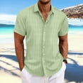 thumbnail image 3 of Men's Short Sleeve Linen Cuban Shirt Lightweight Button Down Guayabera Shirts Work Casual Turn-down Collar Shirts, 3 of 6