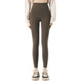 thumbnail image 1 of Leggings de cintura alta para mujer - Pantalones cálidos con control de abdomen para yoga y running - Marrón para 15 ℃ a 25 ℃, 1 of 6