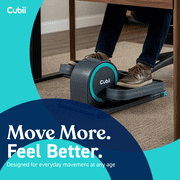 Cubii GO Aqua - Ultra Portable Under Desk Elliptical, Foot Pedal Exerciser Machine with Built-in Wheels, Easy Retractable Handle, Large LCD Fitness Tracker, Adjustable Resistance Levels