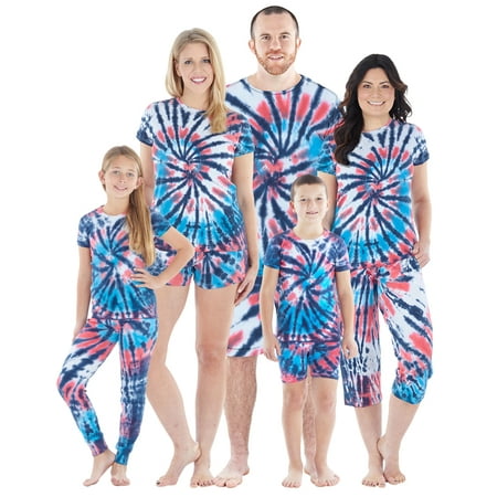 

Sleepyheads Lightweight Tie Dye Knit Family Matching Red White and Blue Pajama Set