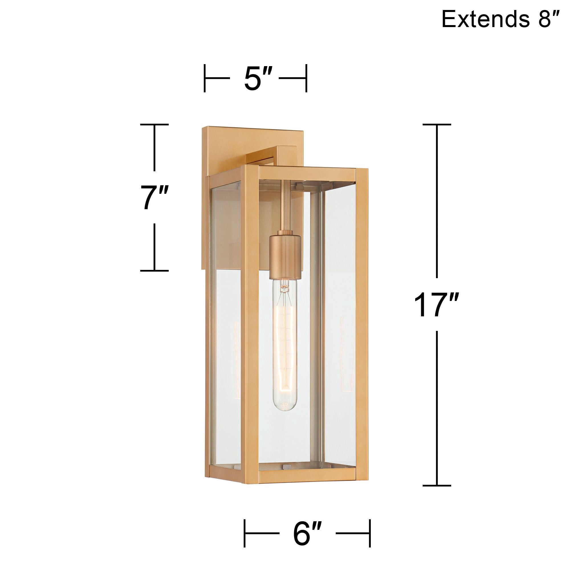 John Timberland Titan 17" High Modern Outdoor Wall Light Fixture Mount Porch House Edison Bulb Soft Gold Finish Clear Glass Shade