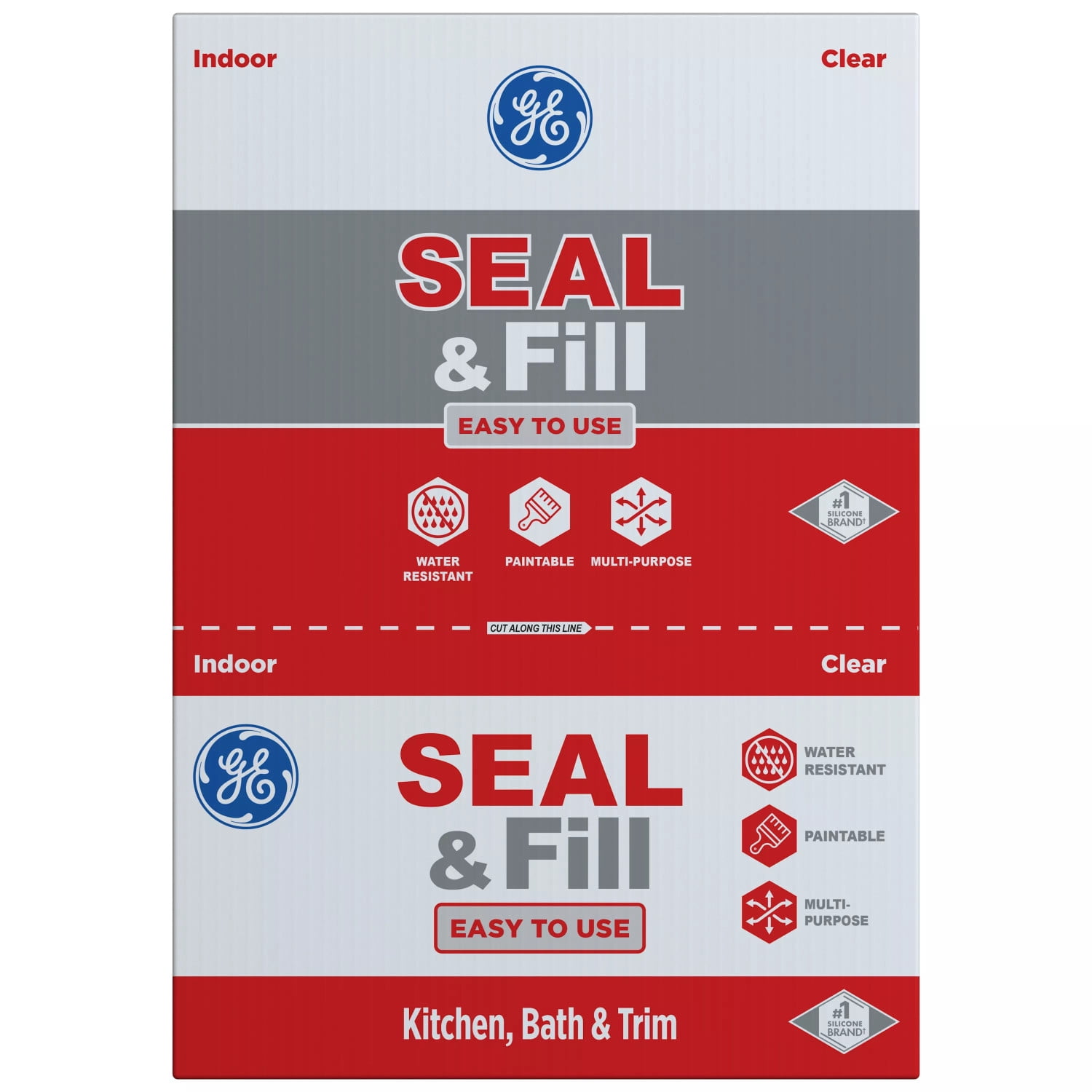 (12 pack) GE Seal And Fill Multipurpose Kitchen & Bath, Pack of 1, Clear 10 fl oz Cartridge