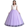 thumbnail image 2 of SGFCWSX Girls Lace Bodice Tulle Dress Sleeveless V Neck Floor-Length Formal Pageant Party Gown Purple Size 4-5 Years, 2 of 9