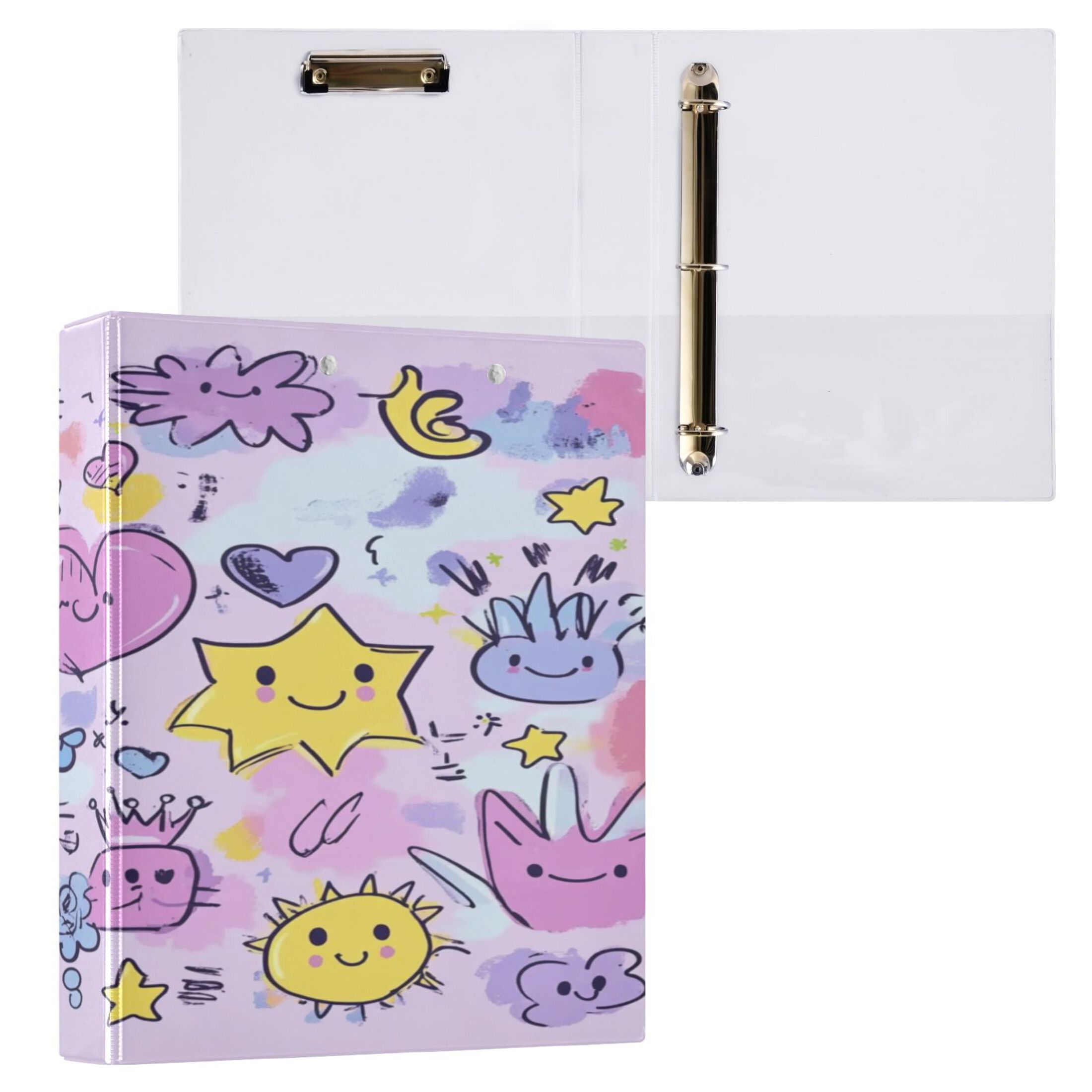 WOBOGO Graffiti Elements Pattern File Folders Extra Large Capacity to Hold 200 Sheets of Documents Hard Shell Ring Binder for School Home Office