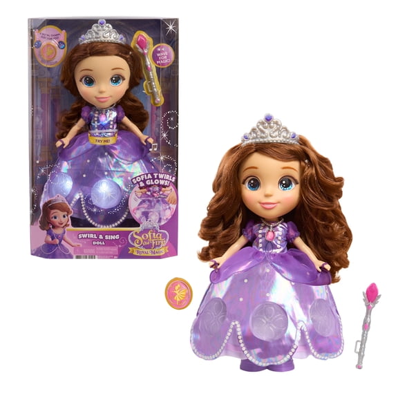 Disney Jr. Sofia the First Swirl & Sing Doll, Light-Up Twirling Princess Doll with Music and Phrases, Ages 3 and Up.