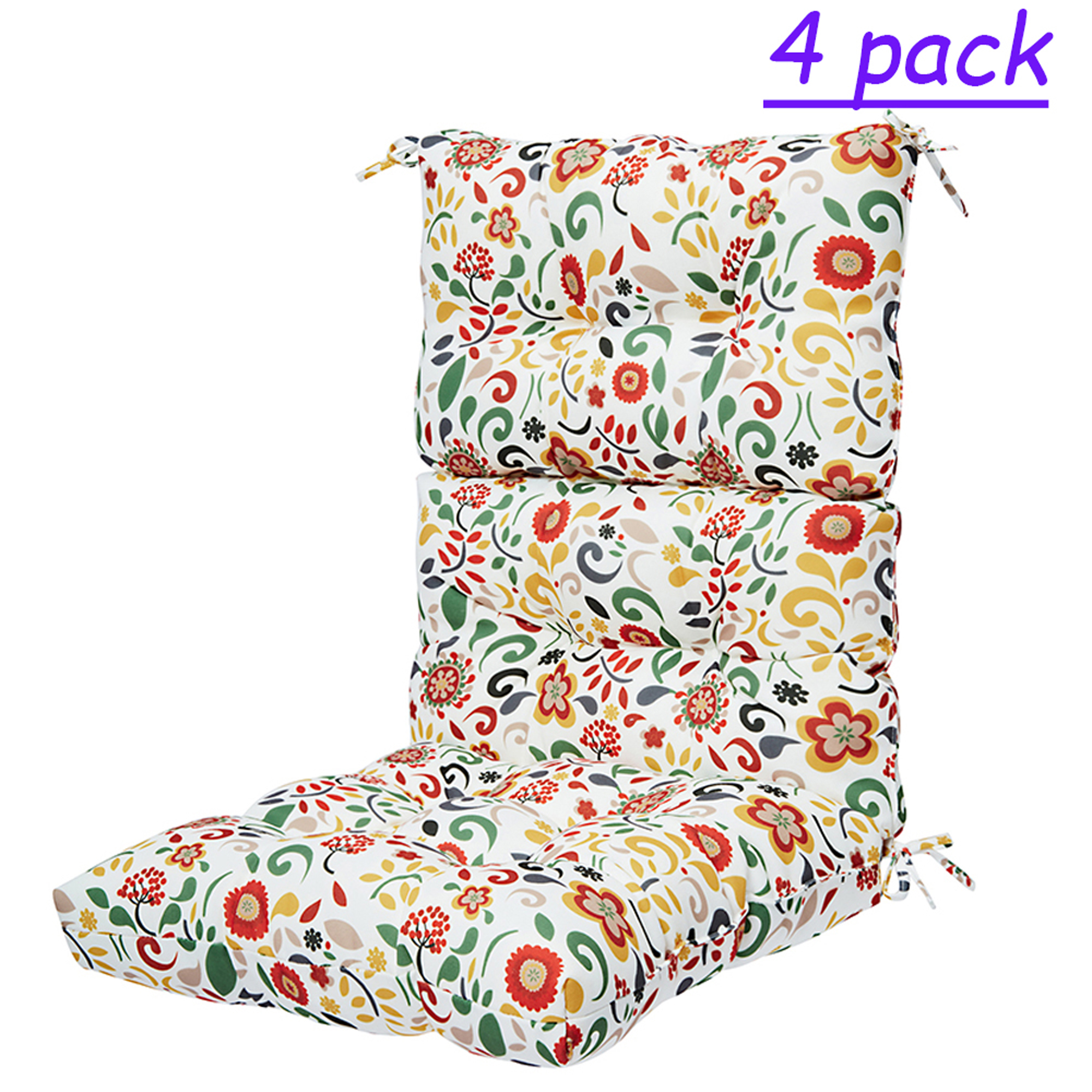 4 Pack Outdoor/Indoor High Back Chair Cushions Deep Seat Patio Seat and