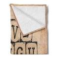 thumbnail image 2 of Live Laugh Love Soft Flannel Fleece Blanket, Black Alphabet Stamps on Aged Grungy Looking Backdrop Vintage Print, Cozy Plush for Indoor and Outdoor Use, 60" x 80", Black Pale Brown, by Ambesonne, 2 of 5