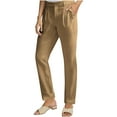 thumbnail image 4 of lulshou Cargo Pants Women Casual Solid Color Straight Leg with Button Closure & Pockets, Workwear Trousers, Khaki, L, 4 of 7