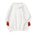 thumbnail image 4 of Sweatshirt for Women Love Heart Graphic Print Long Sleeve Pullover Tops Casual Crew Neck Valentine's Day Sweatshirts White XL, 4 of 4