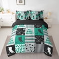 thumbnail image 3 of Manfei Ice Hockey Lover 7-Piece Twin Bedding Sets foe Kids, Modern Sports Player Bedding Comforter Set, Buffalo Plaid Reversible Sheet Sets, Microfiber Bedroom Decor, 3 of 8