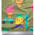 thumbnail image 3 of Soimoi Green Moss Georgette Fabric Beech & Fun Party Printed Fabric 1 Yard 42 Inch Wide, 3 of 5