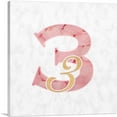 thumbnail image 1 of ARTCANVAS Chic Pink Gold Alphabet Number 3 Three Numeral Canvas Art Print - Size: 26" x 26" (0.75" Deep), 1 of 9