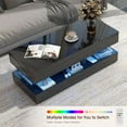 thumbnail image 5 of Large Modern 2-Tier High-gloss Surface LED Coffee Table, with 15 Color Options and 4 Lighting Modes, Stylish Glass Top Design, with Anti-Scratch Feet & Silent Slide Storage, Black, 5 of 5