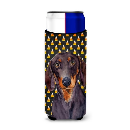 

Caroline s Treasures LH9054MUK Dachshund Candy Corn Halloween Portrait Ultra Hugger for slim cans Slim Can multicolor