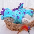 thumbnail image 4 of 1pc Pet Clothing Dog and Winter Thickened Warm Blue Dinosaur Hooded Coat for Small Medium Dogs Blue XL, 4 of 4
