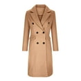thumbnail image 4 of Manteau Caban Double pour Femmes Long Élégant Uni Hiver Mode Léger Transition Col à Revers Veste Décontractée, 4 of 6