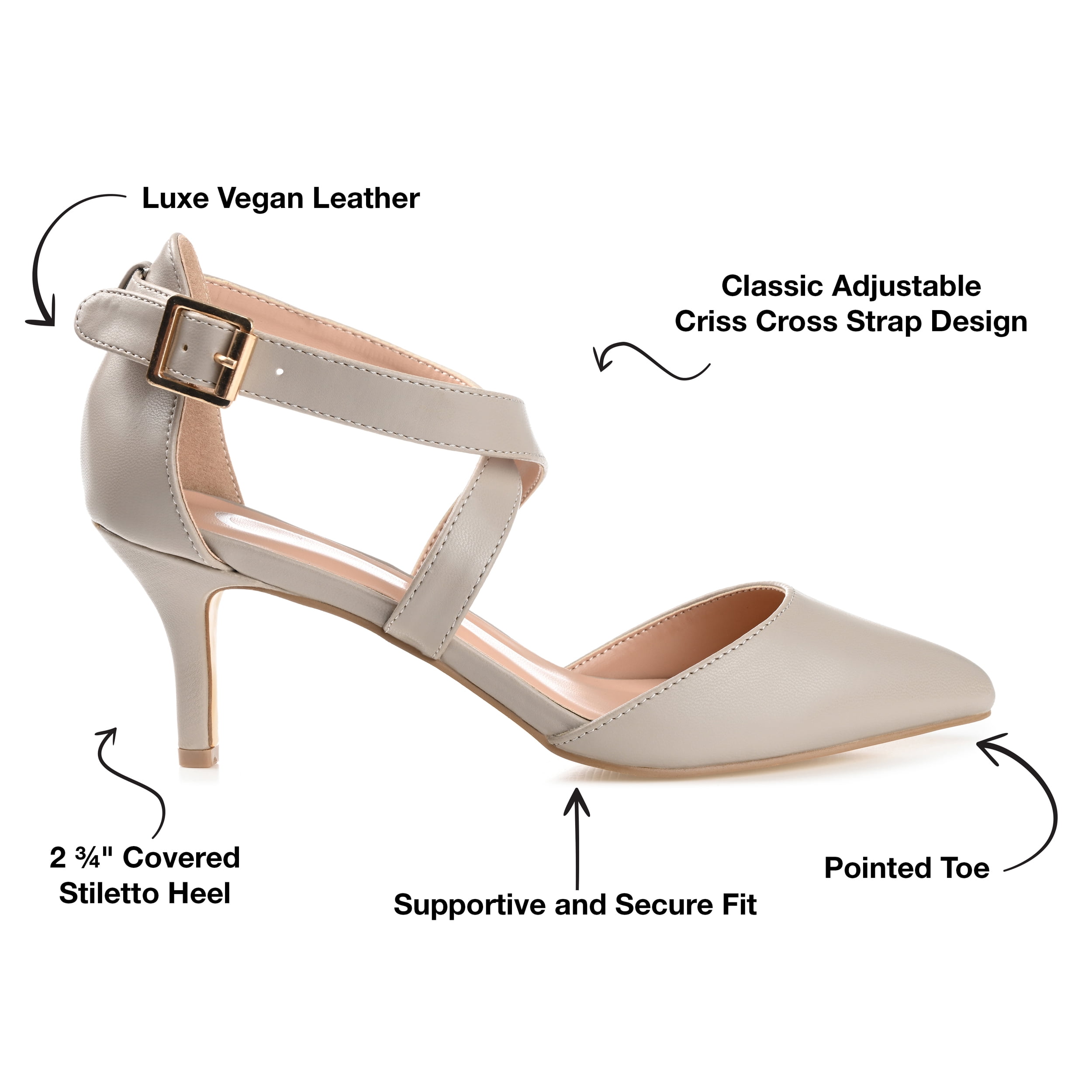 Journee Womens Riva Pointed Toe Mid Heel Pumps, Widths Available