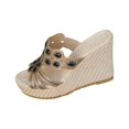 thumbnail image 6 of Dakaela Wedge Sandal for Women 2025 Espadrilles Walking Slip on Shoes Summer Beach High Heel Slides, 6 of 7