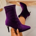 thumbnail image 4 of LEAVINGSUO Women's Snow Boots Fashion Casual And Winter Pointed-Toe Slim Heel High Heel Ankle Short Boots Purple 40, 4 of 8