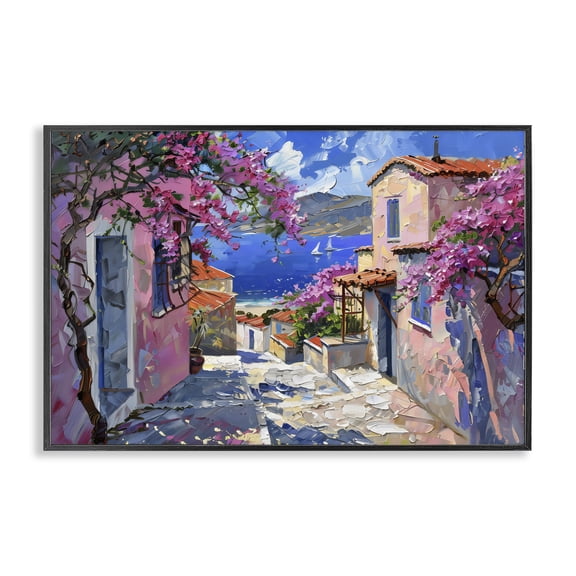 Stupell Industries Contemporary Blossom Village Coastal Architecture Black Framed Giclee Art, 18 x 12, by LSR Design Studio